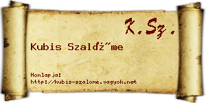 Kubis Szalóme névjegykártya